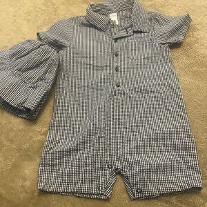 Carters Baby boy Navy Gingham Romper